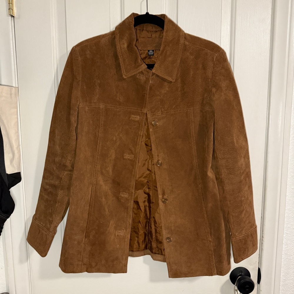 Vintage Jaclyn Smith Brown Women's Jacket Suede Long Sleeves Sz S Pre-owned